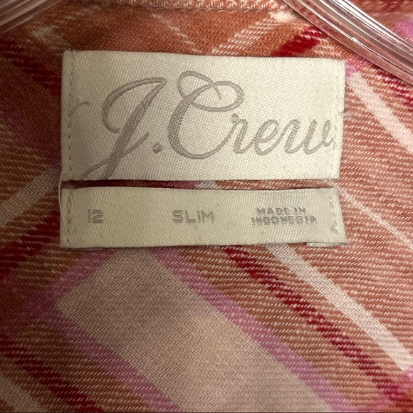 J. Crew Women’s Pink Plaid Flannel Pearl Snap Western Shirt Cowgirl Core Y2K - Picture 6 of 6